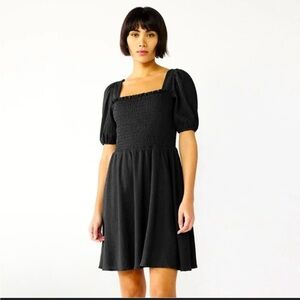 Nine West Black Smocked Mini Dress XL NWT WOMEN’s black dress #157